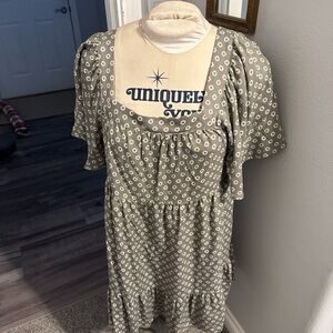 Maurices Olive Green Patterned Midi Dress